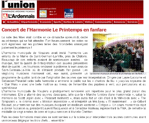 Agrangir l'article dans l'Union 'Concert  Vouziers 2010'